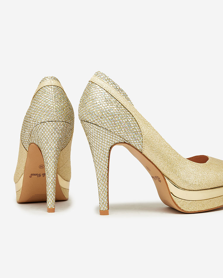 Royalfashion Dámské zlaté třpytivé lodičky Salysso