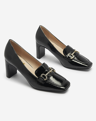 Лаковані жіночі туфлі-мокасини чорного кольору Koccol- Footwear