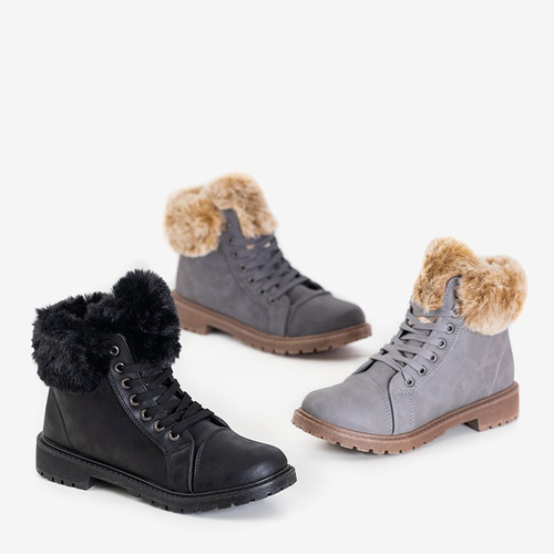 Сірі жіночі черевики з хутром Zonevka - Взуття