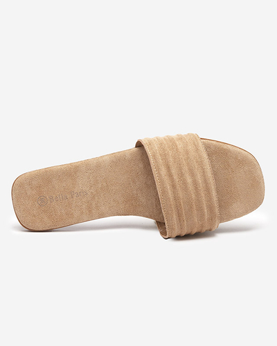 Světle hnědé dámské ekosemišové pantofle Malona - Obuv