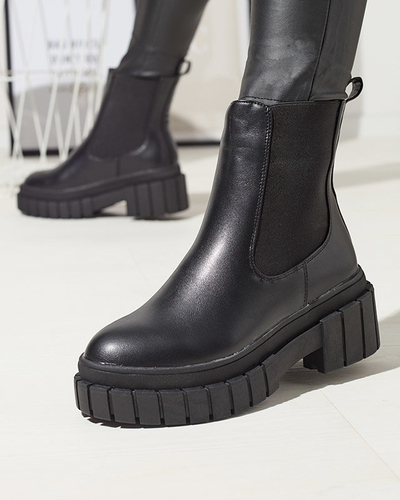 OUTLET Чорні жіночі черевики на товстій підошві Fazzati-Footwear