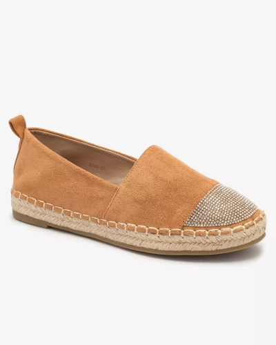 OUTLET Royalfashion Světle hnědé dámské espadrilky se zirkony Iterica