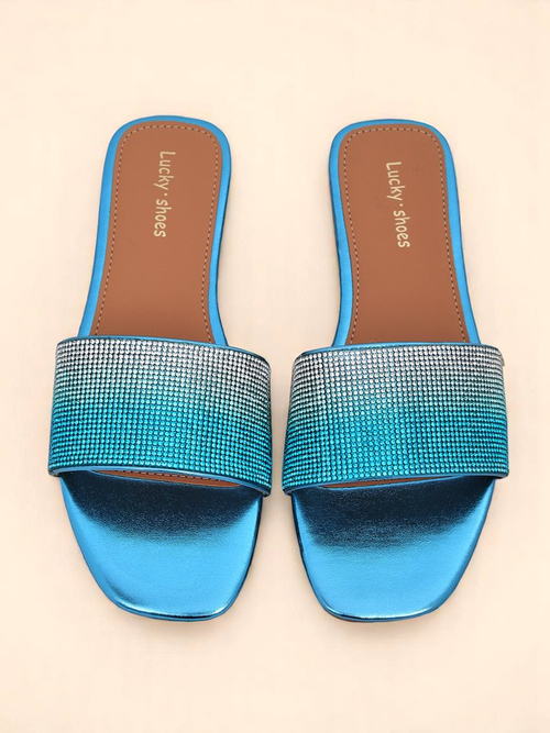 Royalfashion Жіночі шльопанці з цирконами ShinyGlow