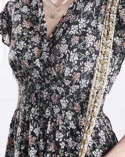 Černé dámské květované midi šaty - Oblečení