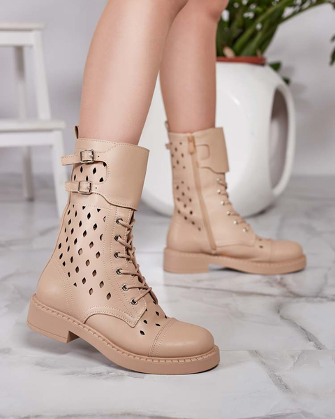 Royalfashion Dámské ažurové šněrovací kozačky Belsel