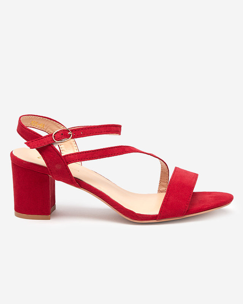 Жіночі босоніжки на стовпі червоного кольору Klodu - Туфлі