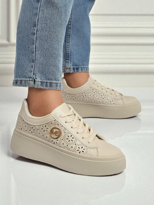 Aurelia Бежеві Снікерси Платформа Royalfashion Еко Шкіра