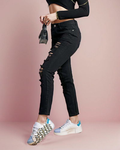 Royalfashion Жіночі прямі джинси з потертостями