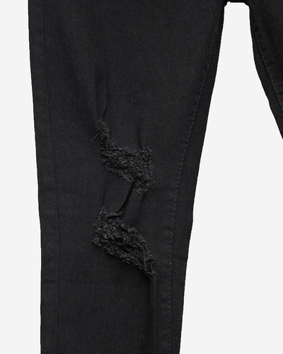 Černé roztrhané džíny pro ženy - Oblečení