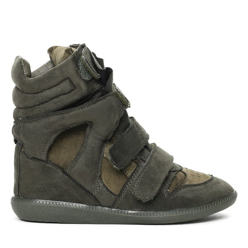 Zielone sneakersy na koturnie Ilona- Obuwie