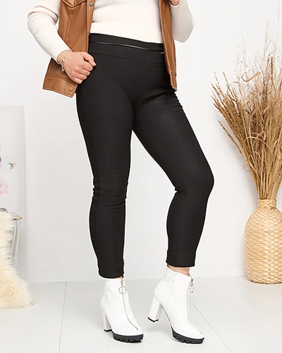 Dámské černé zateplené treginy PLUS SIZE - Oblečení