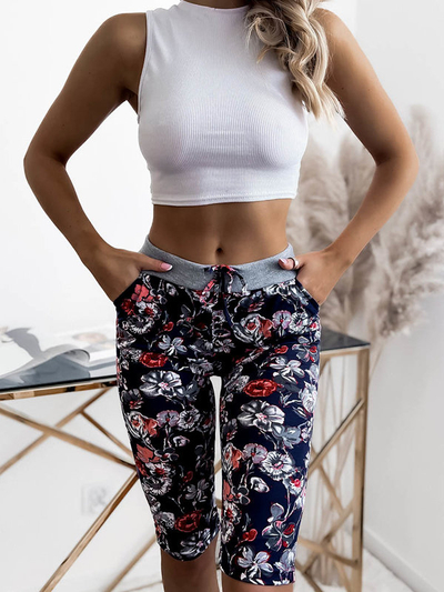 Жіночі шорти 3/4 з малюнком, темно-сині та червоні PLUS SIZE - Одяг