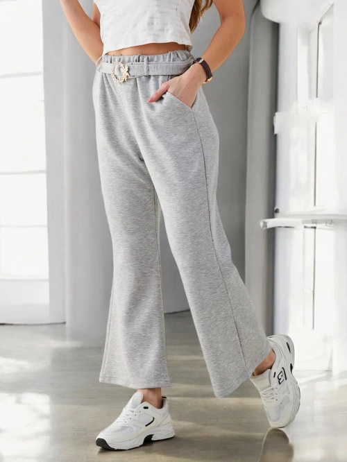 Royalfashion Широкі жіночі тканинні штани з декоративним поясом