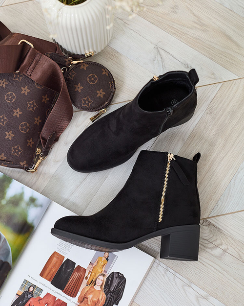 Royalfashion Чорні жіночі черевики з екозамші на низькій шпильці Rejerry
