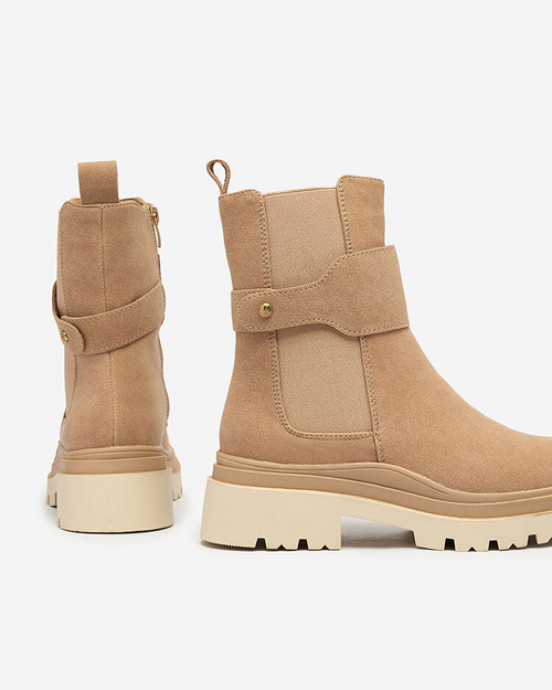 Жіночі черевики Royalfashion Бежеві з декоративним ремінцем Doasa