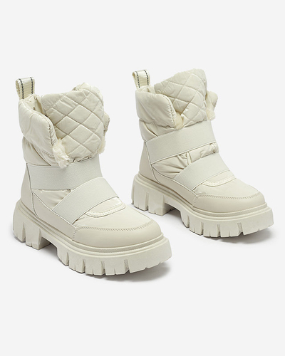 Жіночі снігоступи на плоскій підошві бежевого кольору Ferory- Footwear