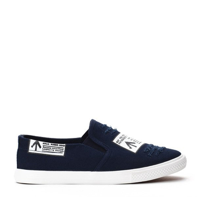 Granatowe trampki slip on  - Obuwie