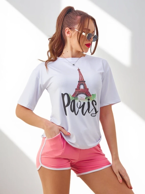 Royalfashion Жіночий спортивний комплект з футболкою та шортами Париж