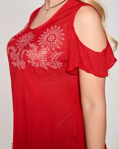 Červený dámský přehoz na pláž - Oblečení