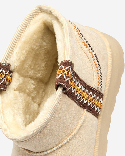 Royalfashion Dámské krátké kozačky a'la snow boots s ornamentem Erititta