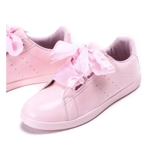 OUTLET Рожеві, лаковані кросівки, перев'язані недільною стрічкою - Взуття