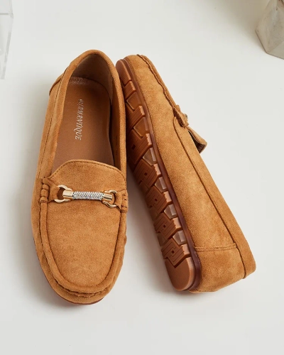 Dámské Mokasíny Camel Aurelia Semišové s Ozdobou - Pohodlí a Styl na Plochém Podpatku