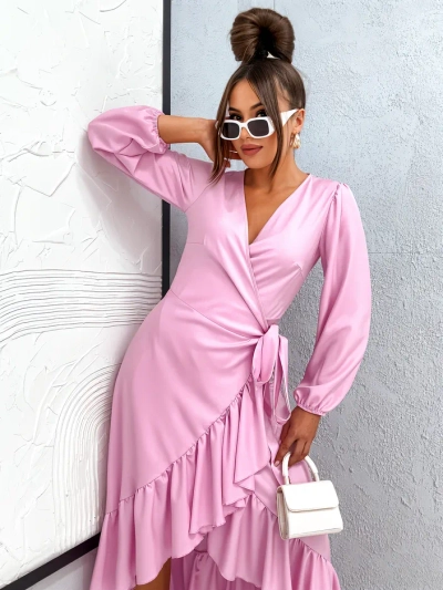Royalfashion Ženské midi šaty s volány na zavazování