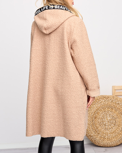 Бежева жіноча куртка Пальто з капюшоном - Одяг