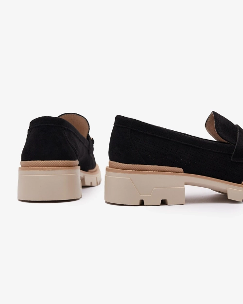 Чорні ажурні жіночі мокасини з ланцюжком Imerila - Взуття