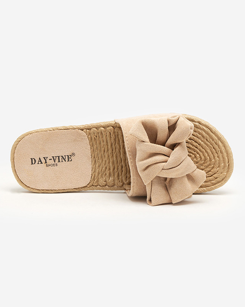 Бежеві жіночі шльопанці з бантом Terina