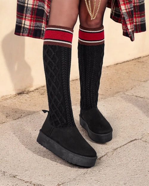 Роялфешн Жіночі снігоходи в стилі ботфорті з шкарпетковим валом Кокумі