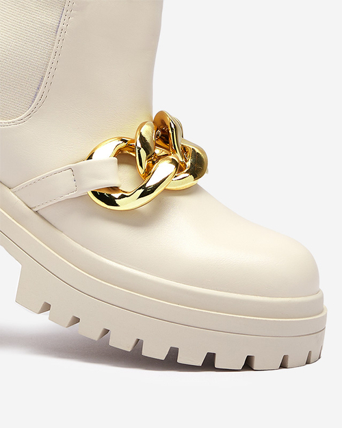 Жіночі черевики з ланцюжком бежевого кольору Evves- Footwear