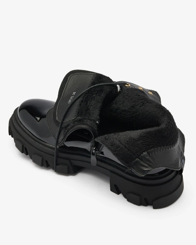 Royalfashion Černé lakované dámské zateplené boty Setogia