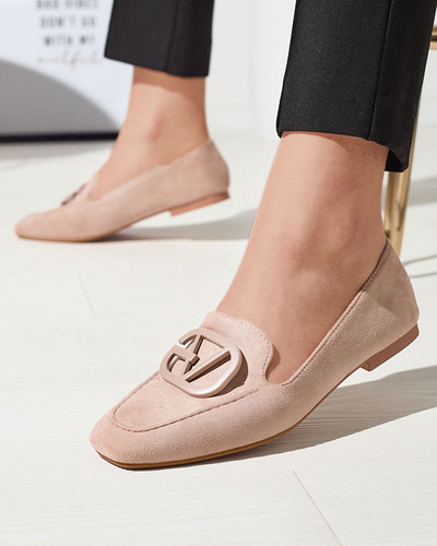 Světle hnědé dámské mokasíny s ornamentem v odpovídající barvě Jeterika - Obuv