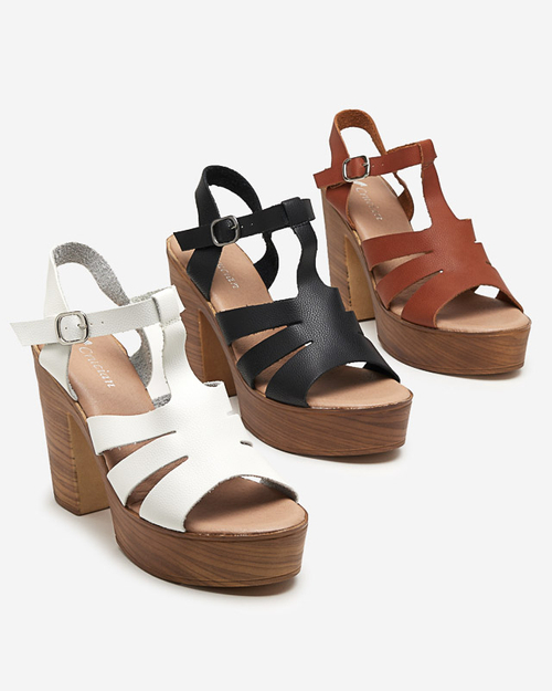 Білі жіночі босоніжки на каблуці Mianka