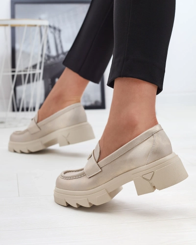 Жіночі золоті мокасини з декором Sarix - Взуття