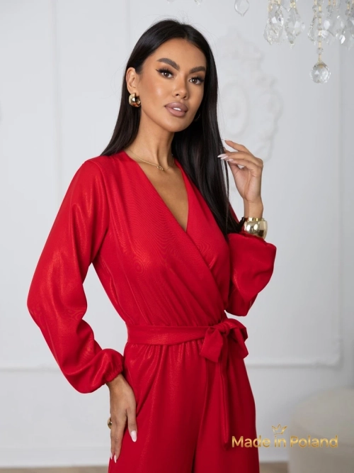 Блискучий жіночий комбінезон із запашним декольте Milla