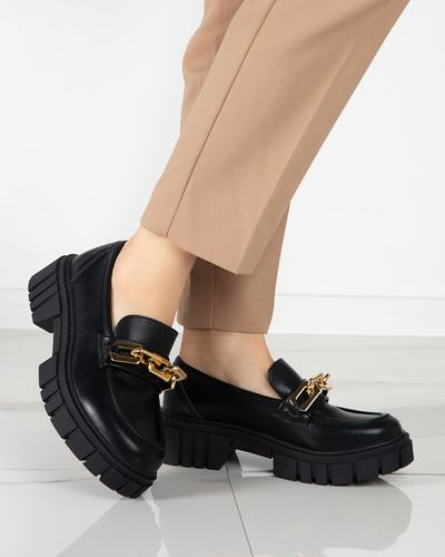 OUTLET Černé dámské boty se zlatým doplňkem Plirose - Obuv