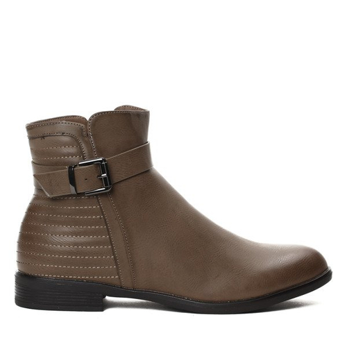 Botki z klamrą-kolor khaki - Obuwie