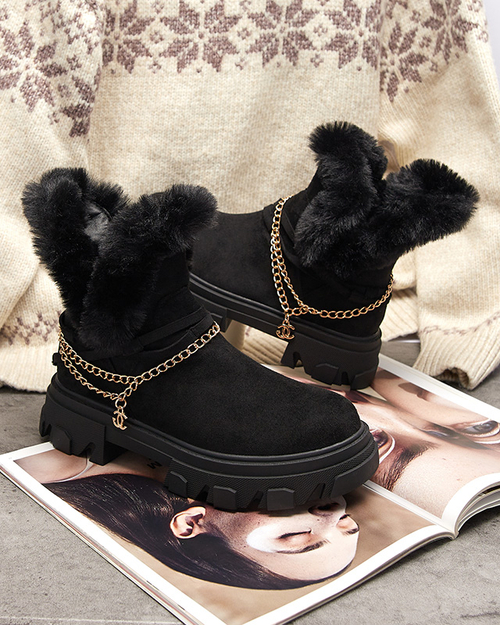 Чорні жіночі чоботи з екозамші з ланцюжком Videric - Взуття
