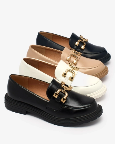 Royalfashion Světle hnědé dámské mokasíny se zlatým zdobením Aderica