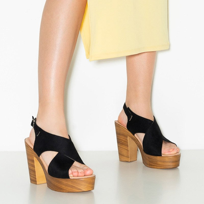 Černé dámské sandály na vysokém sloupku Inga - Footwear