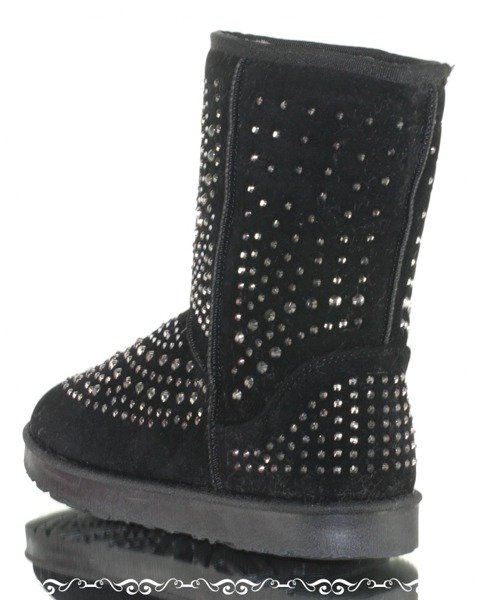 Czarne śniegowce emo z dżetami - Obuwie