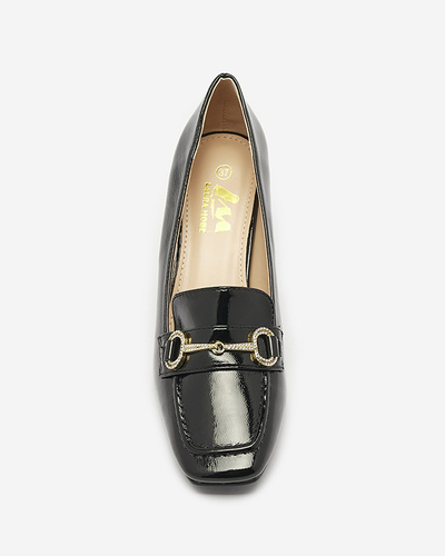 Лаковані жіночі туфлі-мокасини чорного кольору Koccol- Footwear