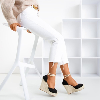 Černé espadrily na vysokém klínu Sablaca - Boty 1