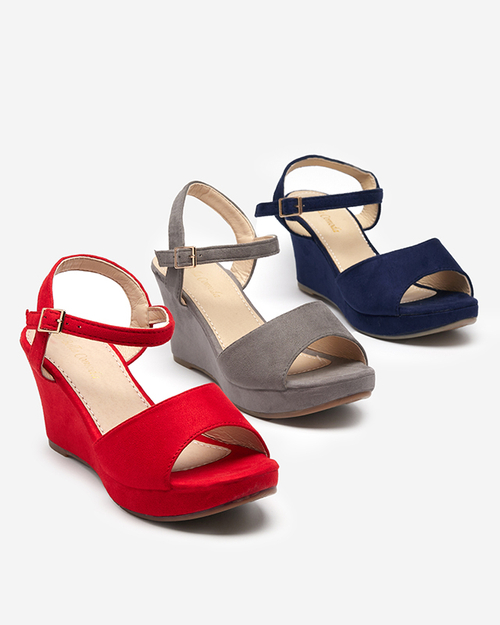 Темно-сині жіночі босоніжки на танкетці Nalem