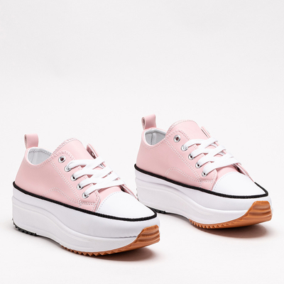 Světle růžové dámské sportovní boty a'la ekokůže Tenemika tenisky - Obuv