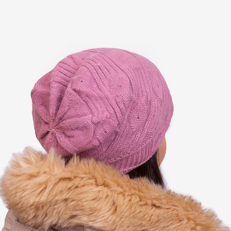 Tmavě růžová dámská teplá dvouvrstvá čepice - Doplňky