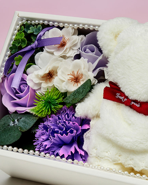 Royalfashion Flowerbox Квіти в коробці з ведмедиком