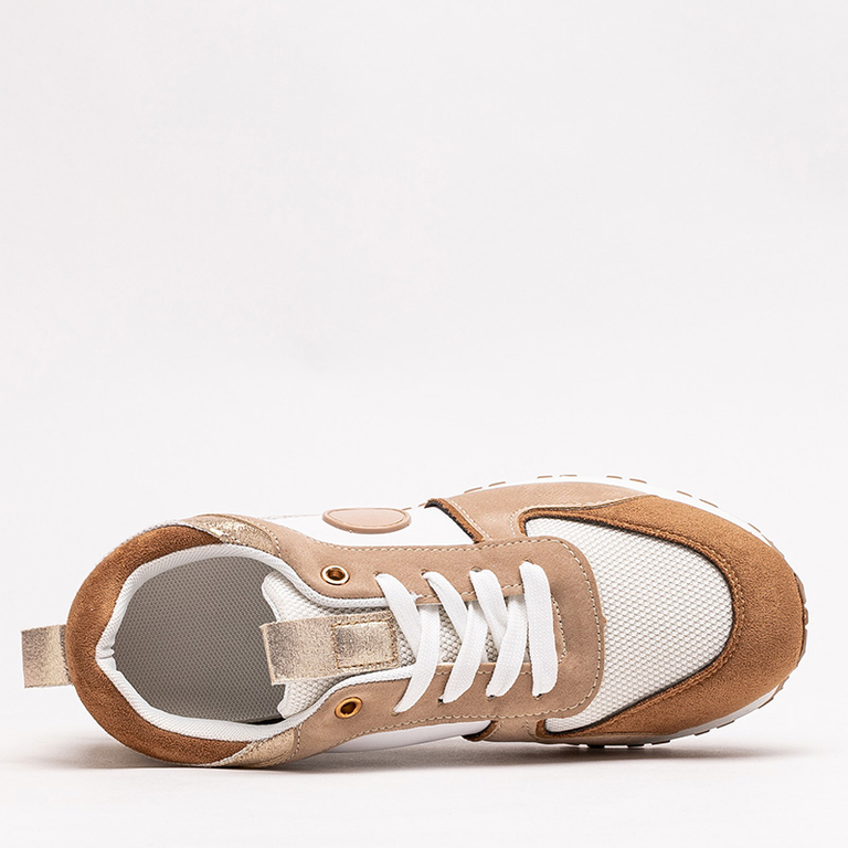 Dámské béžové a hnědé sportovní boty se třpytkami Tenetika - Footwear